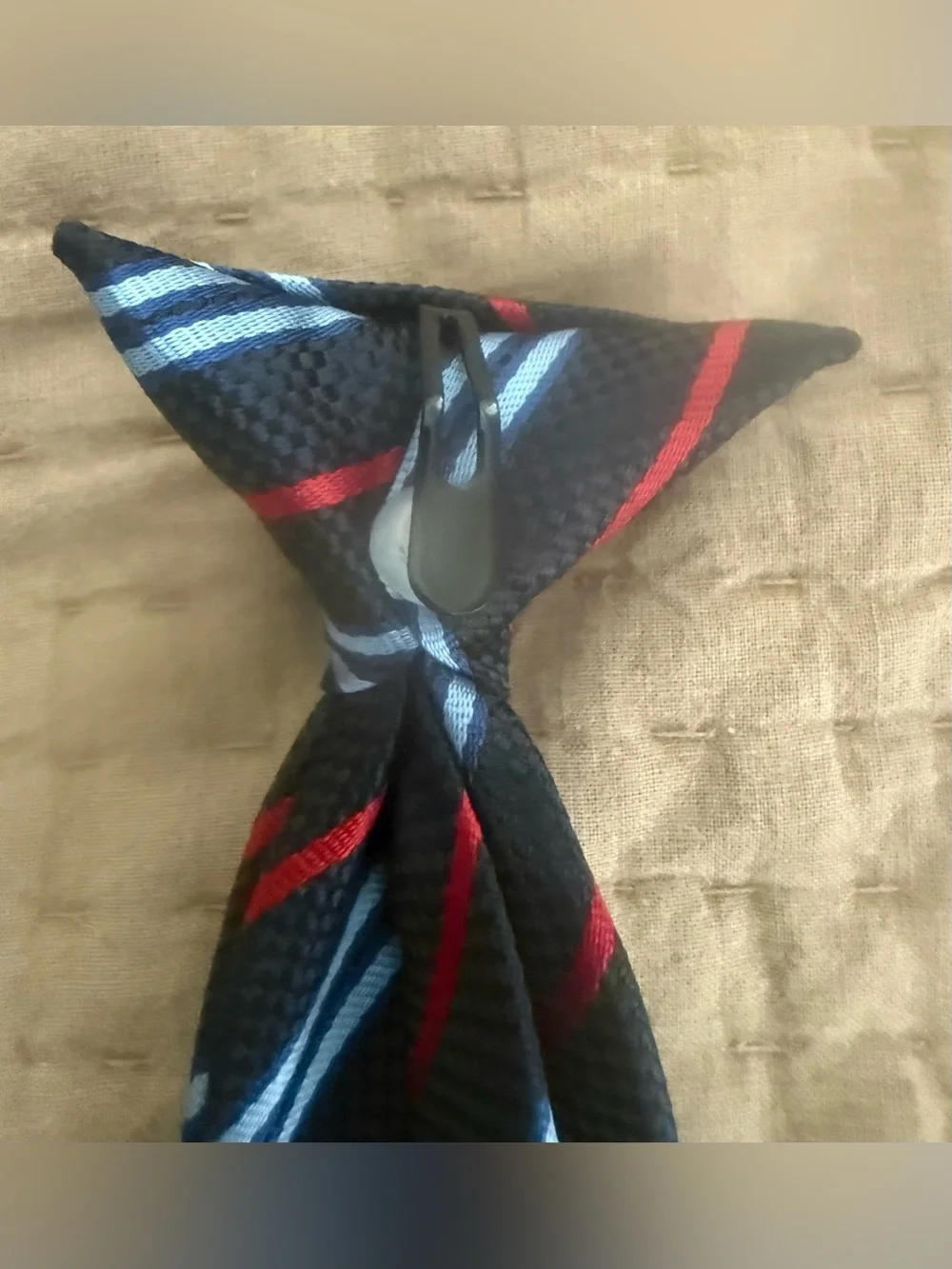 Boys Striped Blue & Red Neck Tie and Black Bow Tie